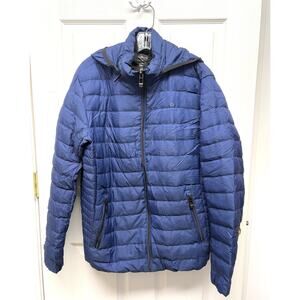 Calvin Klein Puffer Coat Navy Blue Detachable Hood Jacket Women’s Size M